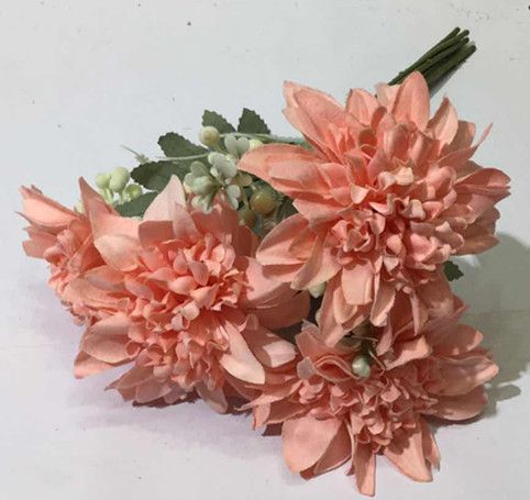 Xiange Flower Art Simulation Flower Wedding Wall Flower Collocation Manufacturers Direct Plastic Green Plant Decoration 7 Head Purple Gold Flower undefined