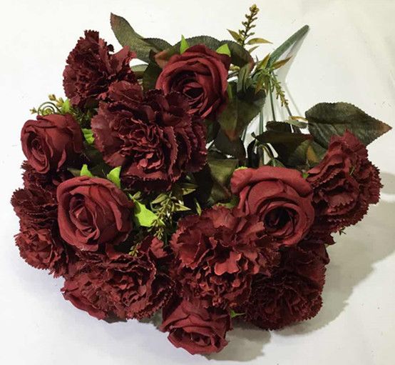 Xiange Flower Art Simulation Flower Wedding Wall Flower Collocation Manufacturers Direct Sales Plastic Green Plant 18 Carnations Combination Application Scenario