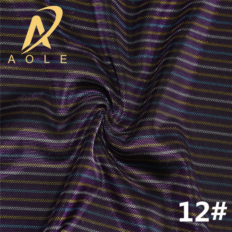 Striped Bright Silk Cloth Elastic Composite Slide Screen Eye Cloth Gold And Silver Knitted Clothing Fabric Headgear Bag undefined