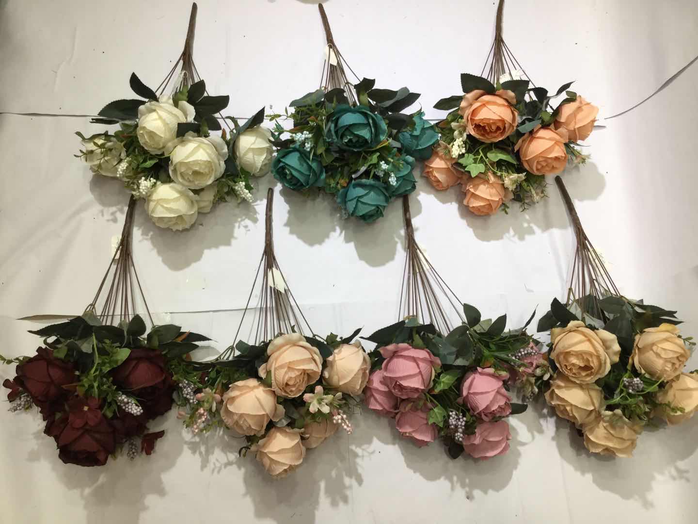 Xiange Flower Art Simulation Flower Wedding Flower Wall Flower Collocation Manufacturers Direct Sales Plastic Green Plant Decoration A105 Small Head full figure