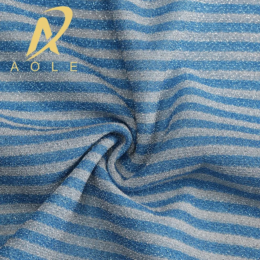 Direct sales from the manufacturer of 120g thick gold and silver thread fabric with medium and thick stripes in natural color, available in stock detail image 1
