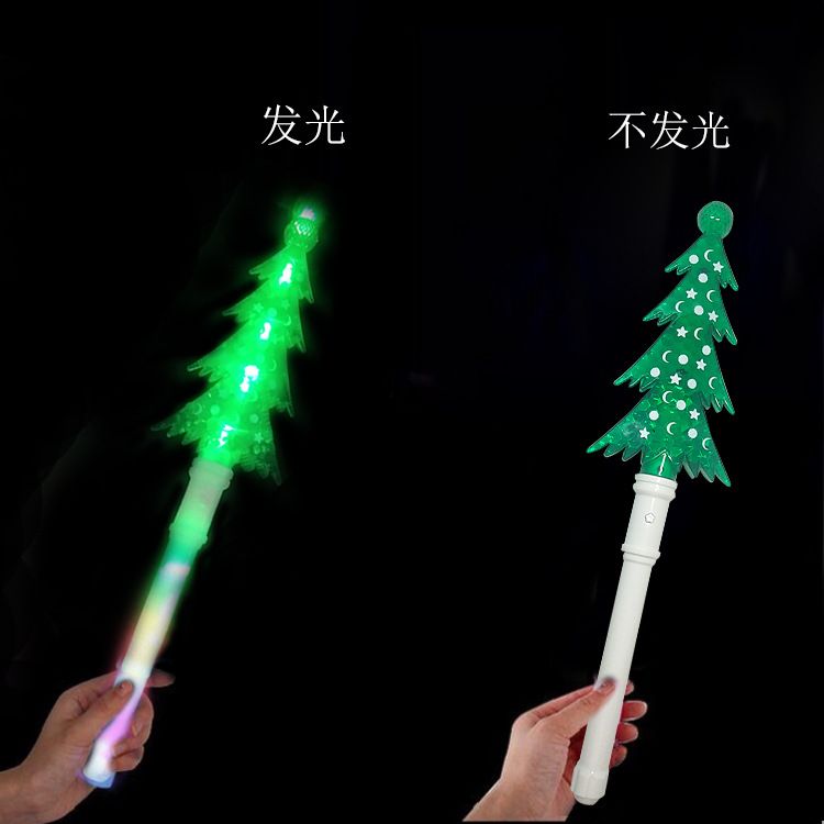 新款LED圣诞树发光棒 儿童塑料松树发光棒 圣诞Party七灯松树棒细节图