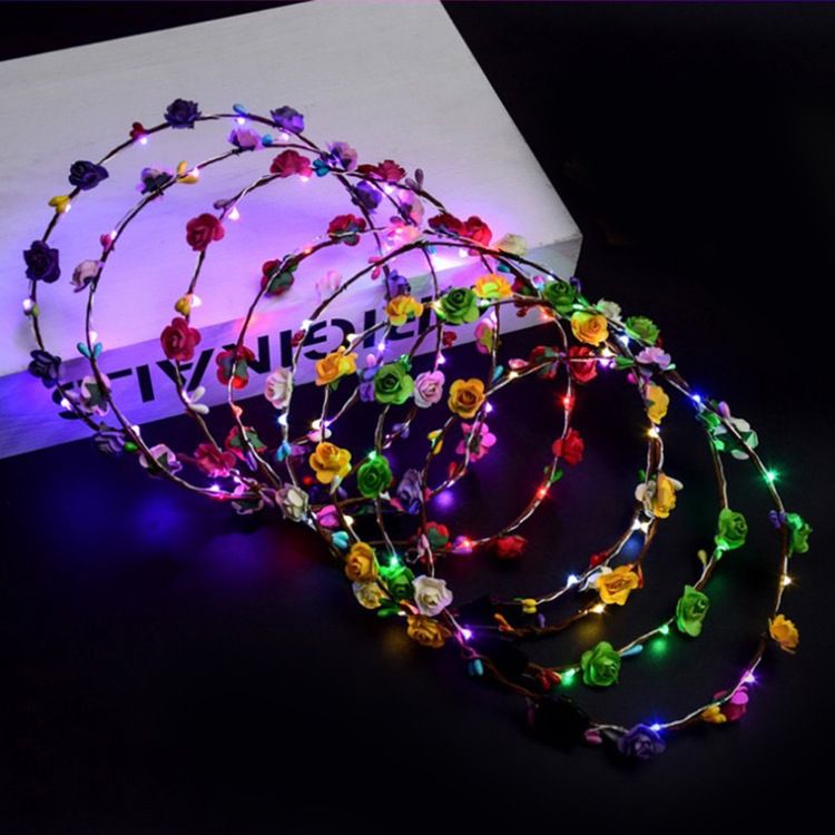 LED花环 发光七彩花环 十灯花发光花环头箍头饰详情图2