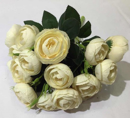Xiange Flower Art Simulation Flower Wedding Wall Flower Collocation Manufacturers Direct Plastic Green Plant Decoration 18 Head Small Round Rose Application Scenario