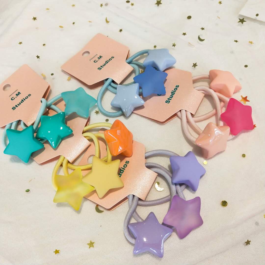 Korean chic style hair tie, rubber five-pointed star set, hair band, hair tie, simple and fresh hair tie