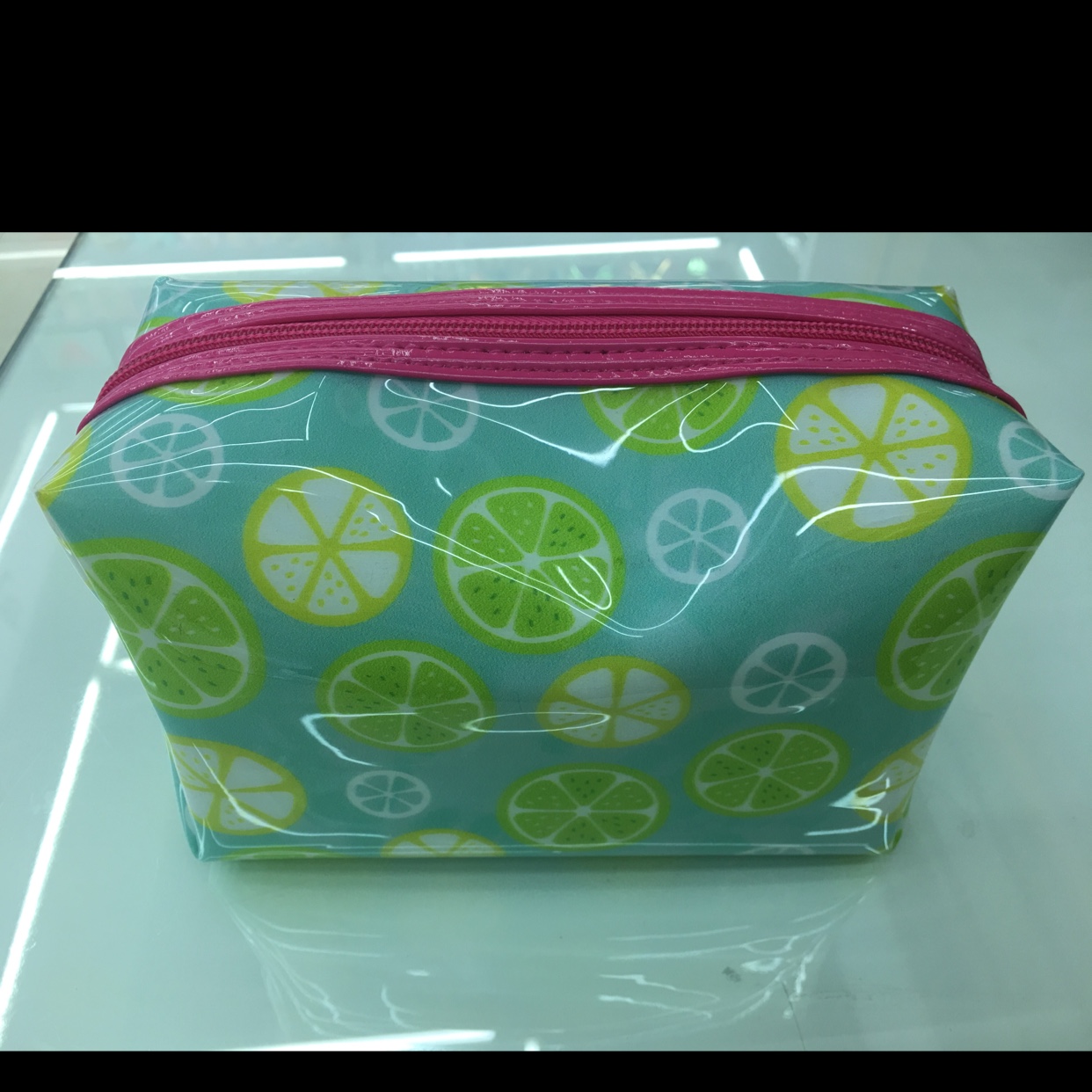 PVC印花柠檬防水四方化妆包图