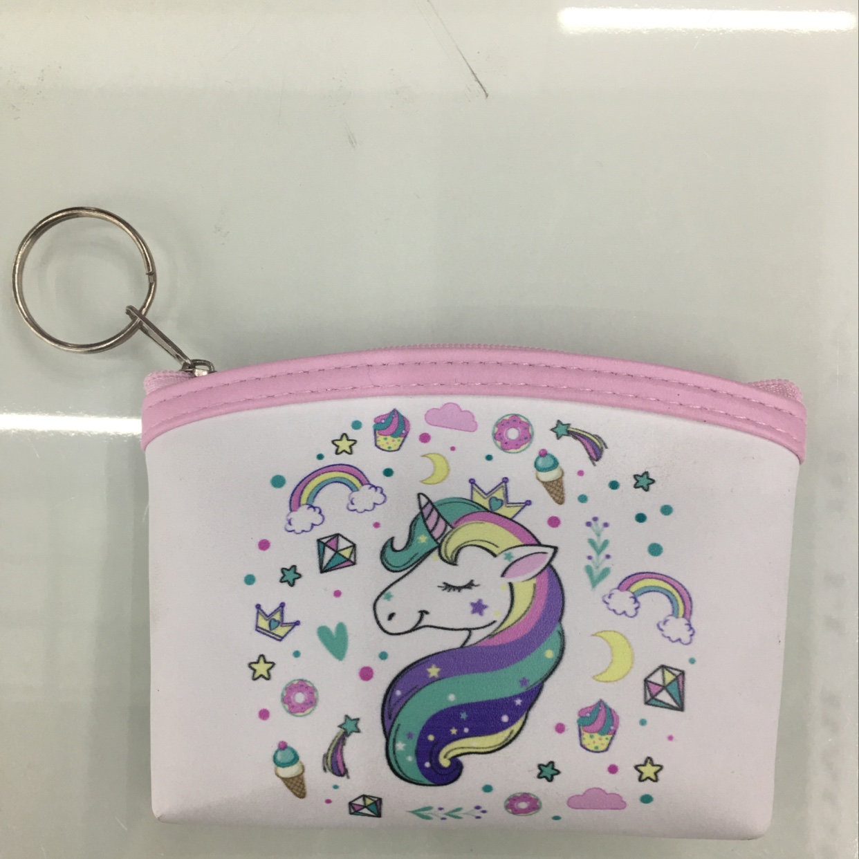 PU数码印花包边皇冠独角兽零钱包图