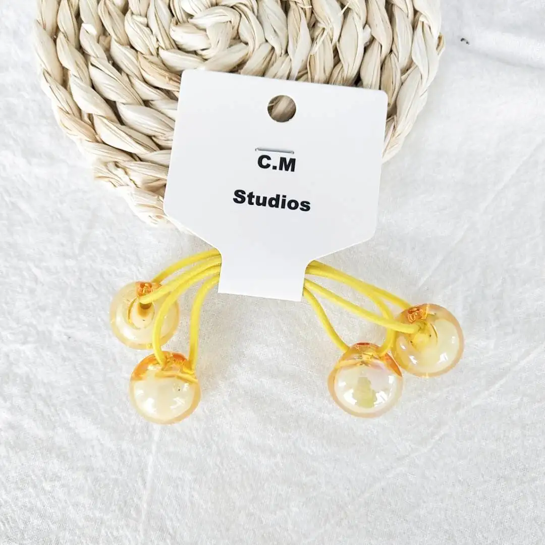 Korean chic style hair tie with double round bead hair bands, high elasticity and hair ties, simple and cute hair tie detail image 4