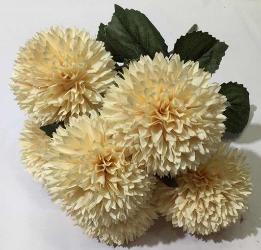 Xiange Flower Art Simulation Flower Wedding Wall Flower Collocation Manufacturers Direct Plastic Green Plant Decoration 6 Happy Chrysanthemum undefined