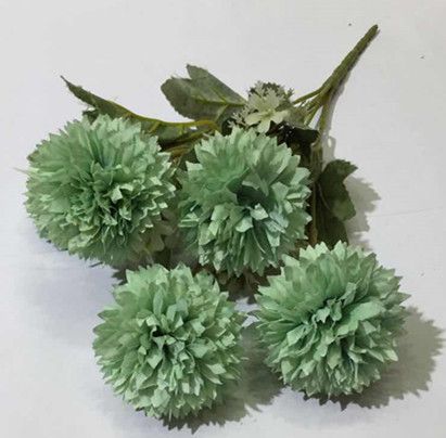 Xiange Flower Art Simulation Flower Wedding Wall Flower Collocation Manufacturers Direct Plastic Green Plant Decorative Flowers 5 Head Chrysanthemum Specification drawing