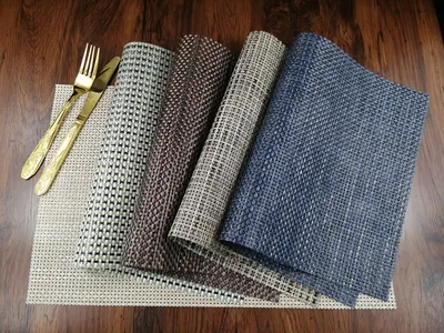 High-Grade Pvc Woven Placemat 4X4 Teslin Environmental Protection Non-Slip Table Mat Bowl Mat High Temperature Tea Tray Mat Tea Set Mat