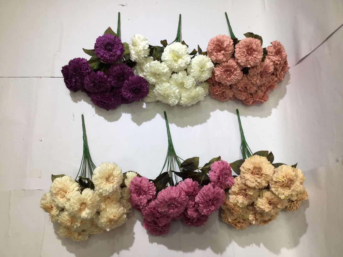 Xiange Flower Art Simulation Flower Wedding Wall Flower Collocation Manufacturers Direct Plastic Green Plant Decoration 13 Head Chrysanthemum full figure
