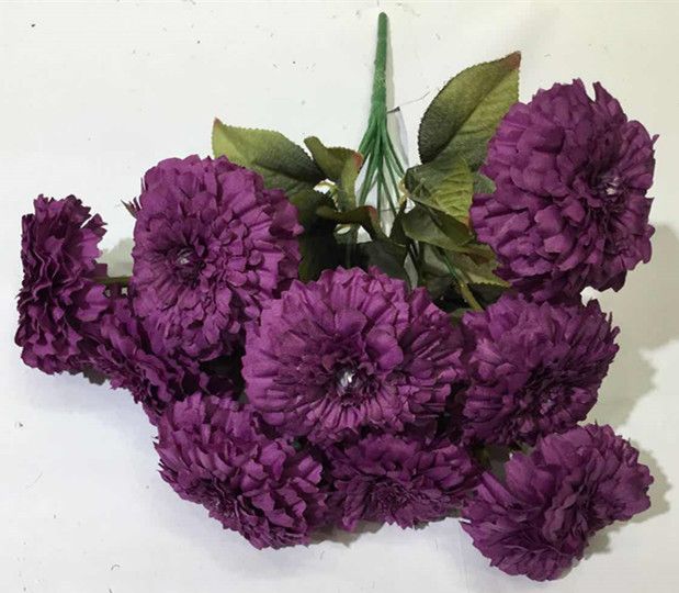 Xiange Flower Art Simulation Flower Wedding Wall Flower Collocation Manufacturers Direct Plastic Green Plant Decoration 13 Head Chrysanthemum details Picture