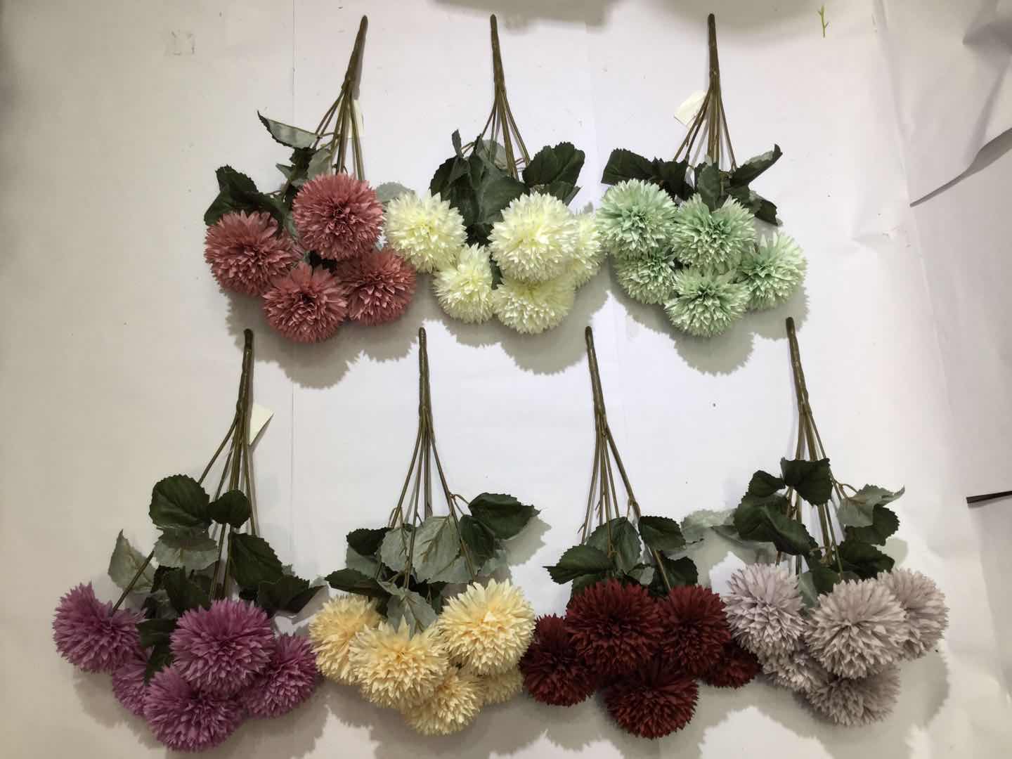 Xiange Flower Art Simulation Flower Wedding Wall Flower Collocation Manufacturers Direct Plastic Green Plant Decoration 6 Happy Chrysanthemum full figure
