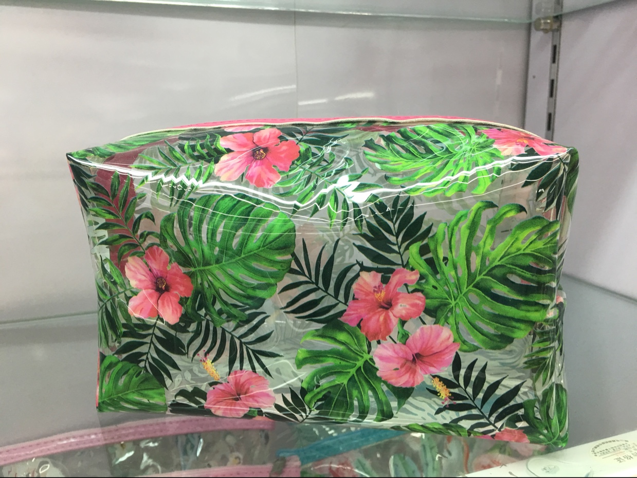 PVC印花热带植物四方化妆包