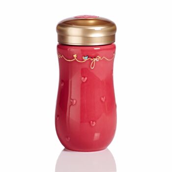 【 Gan Tang Xuan 】 Live Porcelain One-Heart Ceramic Cup Travel Mug, Single-layer 380ml, hand-painted gold Application Scenario