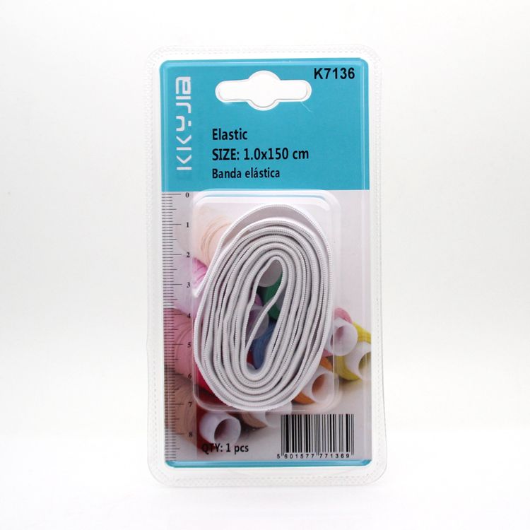 Kaka hardware 7136 blister packaging elastic tape (white) 1.0x50cm shop small packaging supply thumbnail