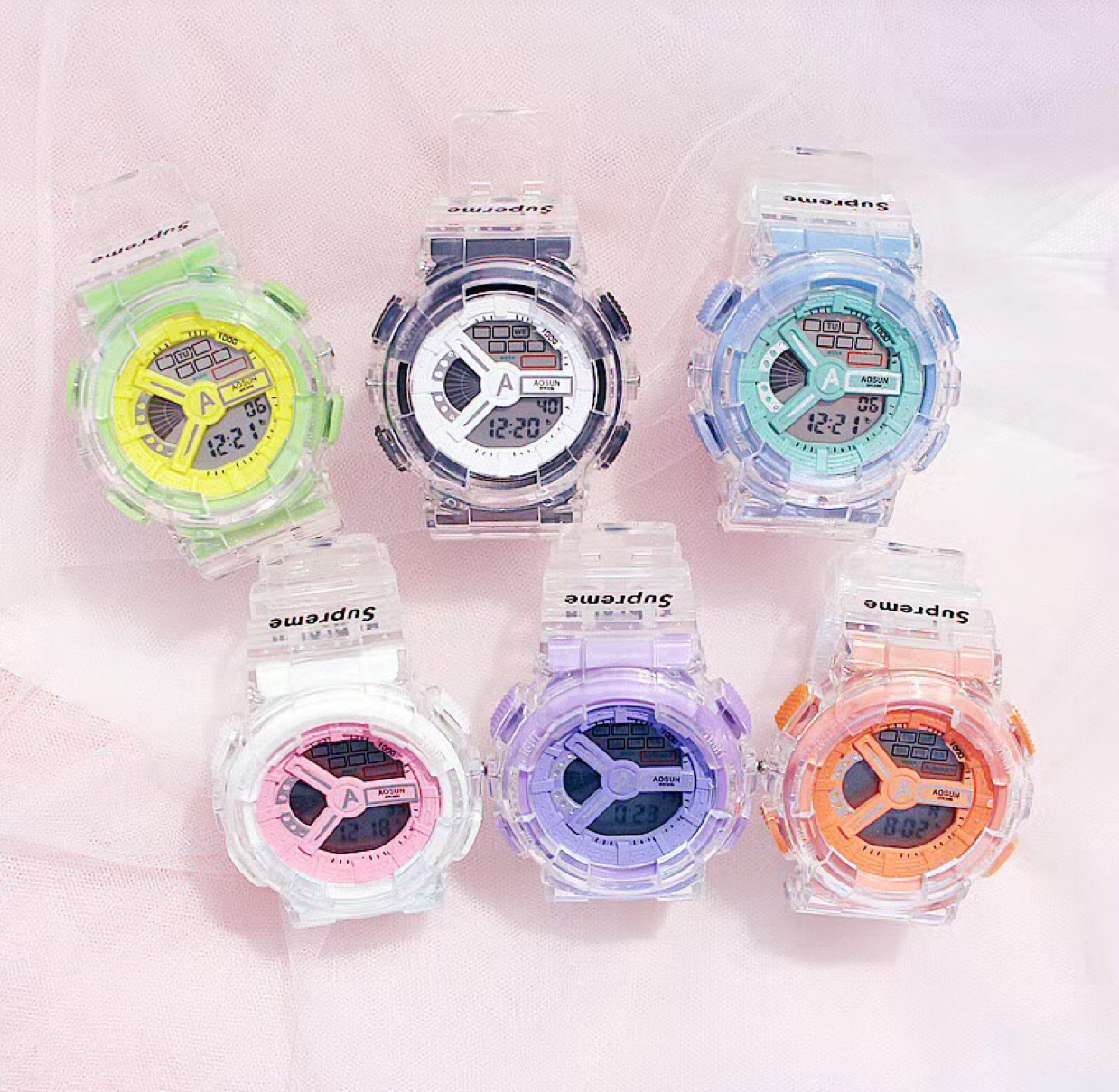 Colorful transparent ins style multi-functional waterproof unicorn watch, electronic watch, Harajuku style trendy student watch, sports watch