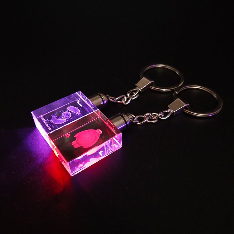 The LED crystal keychain can be customized with any pattern LOGO, available in single color or seven colors detail image 3