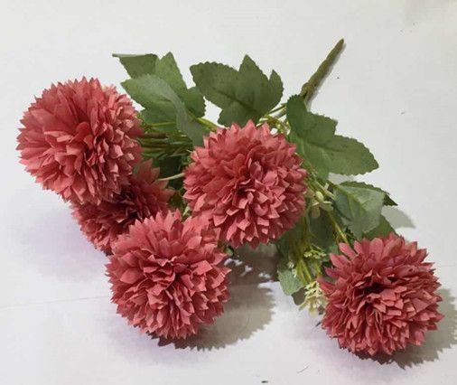 Xiange Flower Art Simulation Flower Wedding Wall Flower Collocation Manufacturers Direct Plastic Green Plant Decorative Flowers 5 Head Chrysanthemum