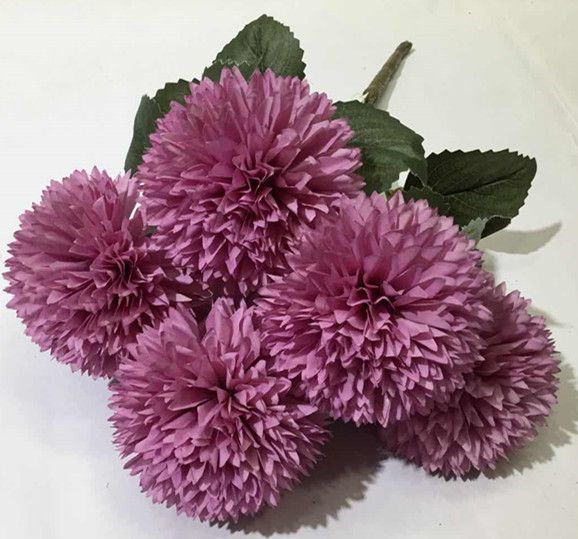 Xiange Flower Art Simulation Flower Wedding Wall Flower Collocation Manufacturers Direct Plastic Green Plant Decoration 6 Happy Chrysanthemum