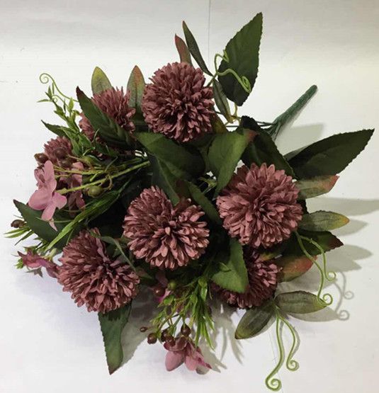 Xiange Flower Art Simulation Flower Wedding Wall Flower Arrangement Material Manufacturers Direct Plastic Green Plant Decoration 12 Head Chrysanthemum details Picture