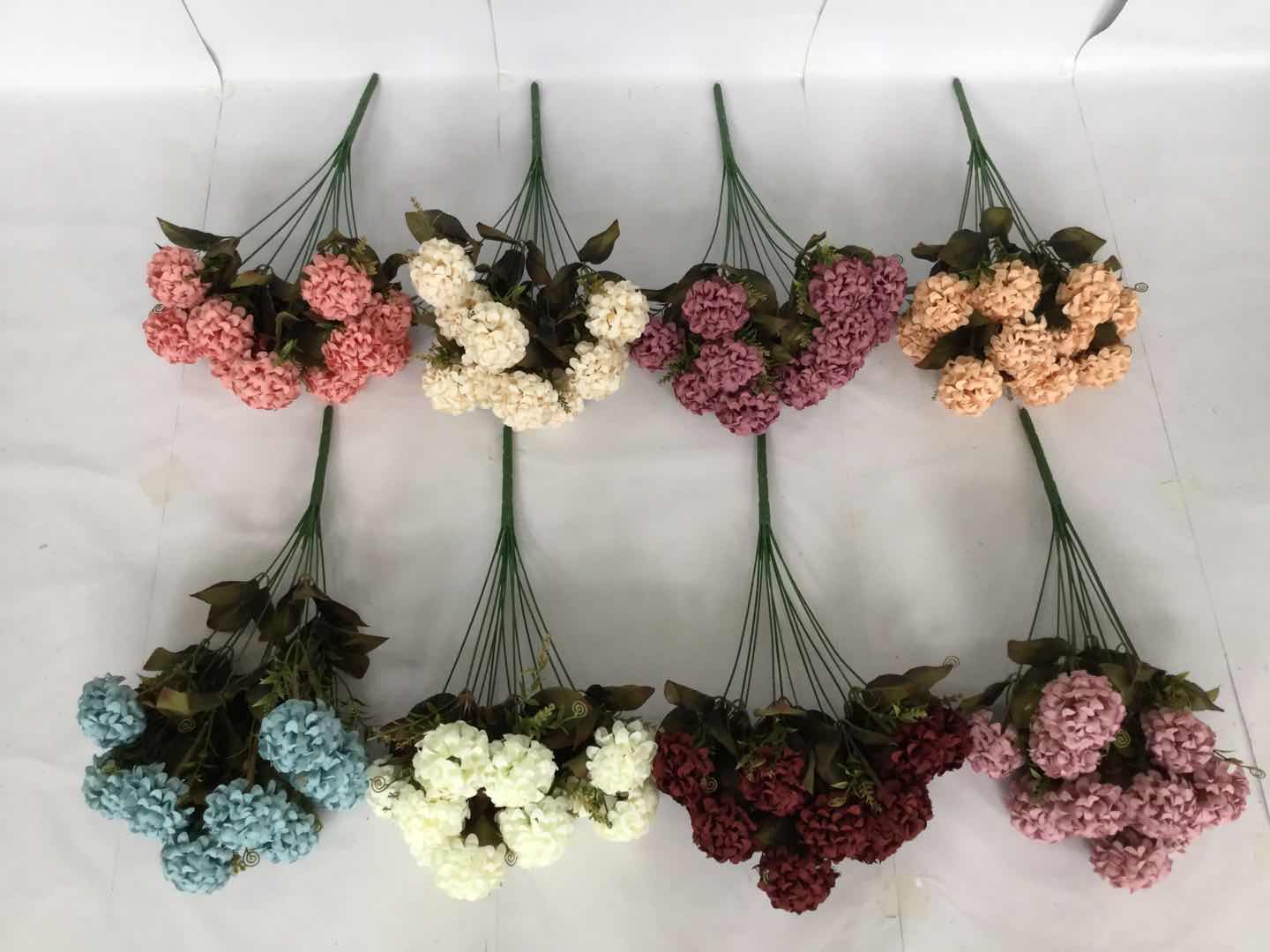 Xiange Flower Art Simulation Flower Wedding Wall Flower Collocation Manufacturers Direct Plastic Green Plant Decoration 12 Head Chrysanthemum full figure
