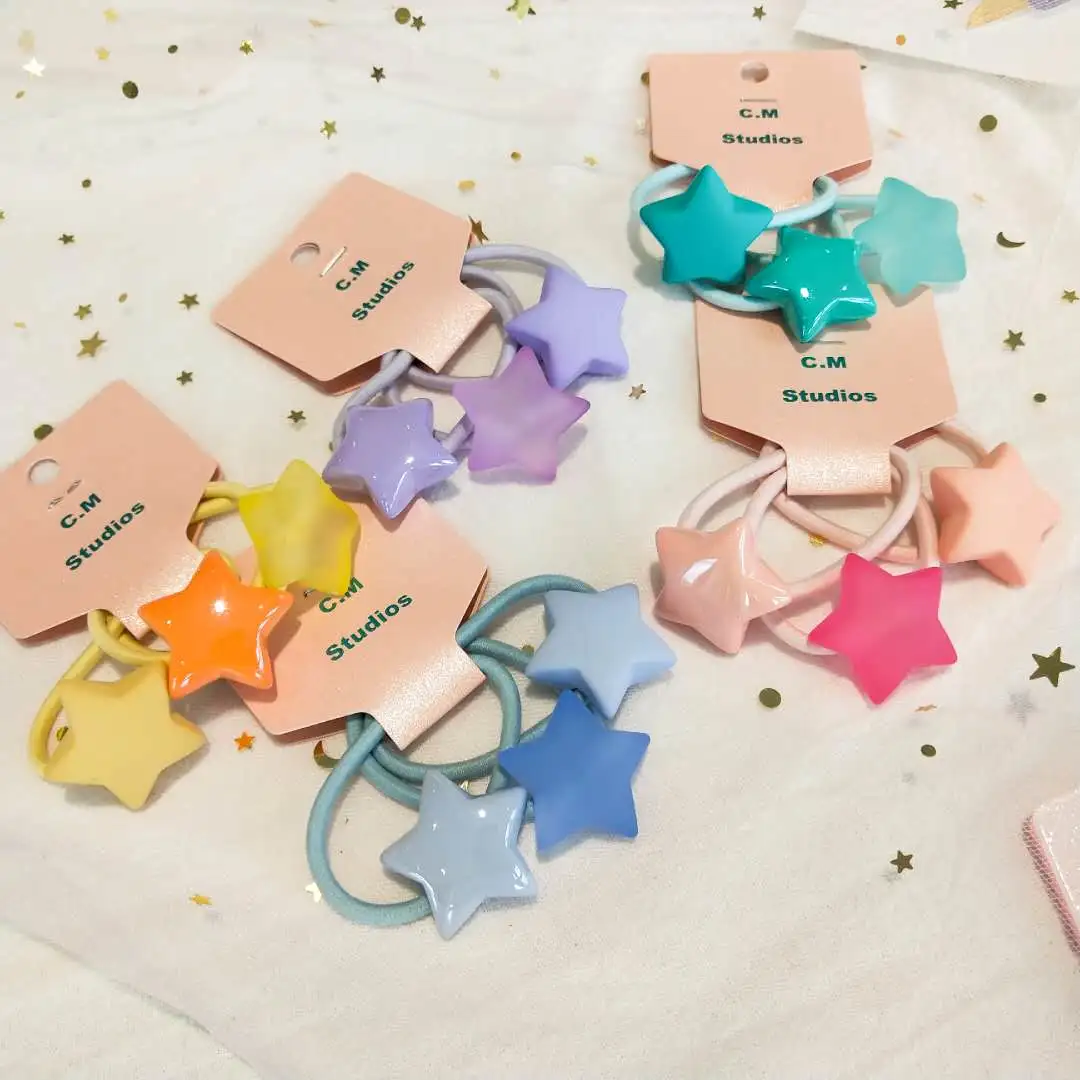 Korean chic style hair tie, rubber five-pointed star set, hair band, hair tie, simple and fresh hair tie detail image 2