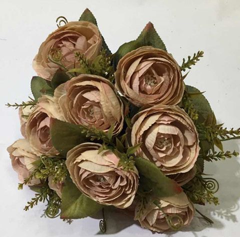 Xiange Flower Art Simulation Flower Wedding Wall Flower Collocation Manufacturers Direct Plastic Green Plant Decoration 13 Head Small Round Bud details Picture