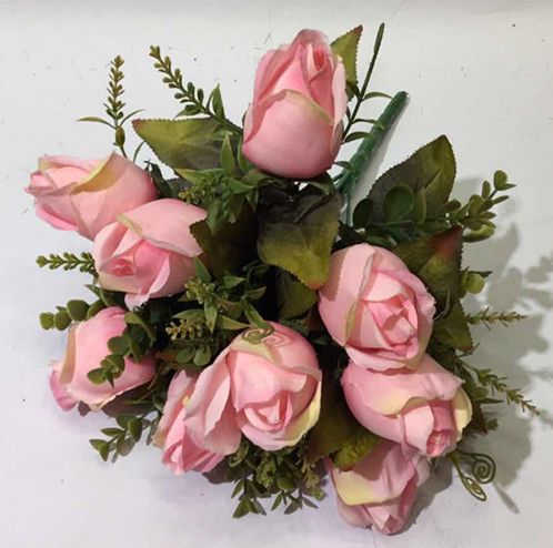 Xiange Flower Art Simulation Flower Wedding Wall Flower Collocation Manufacturers Direct Plastic Green Plant Decoration 12 Tip Buds