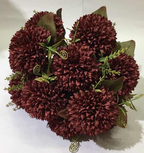 Xiange Flower Art Simulation Flower Wedding Wall Flower Collocation Manufacturers Direct Plastic Green Plant Decoration 12 Happy Chrysanthemum undefined