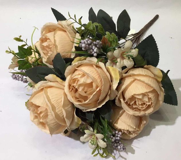 Xiange Flower Art Simulation Flower Wedding Flower Wall Flower Collocation Manufacturers Direct Sales Plastic Green Plant Decoration A105 Small Head