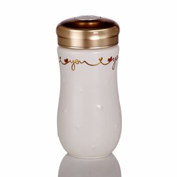 【 Gan Tang Xuan 】 Live Porcelain One-Heart Ceramic Cup Travel Mug, Single-layer 380ml, hand-painted gold Specification image