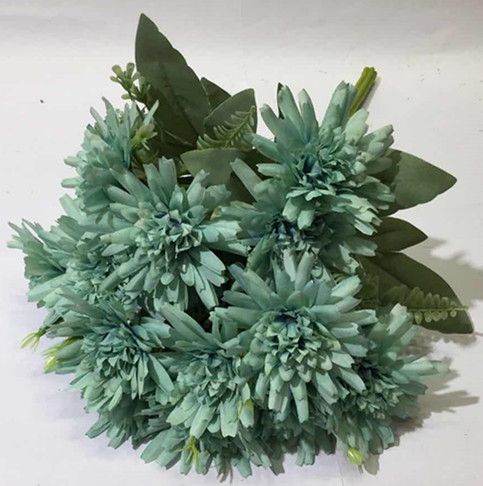 Xiange Flower Art Simulation Flower Wedding Wall Flower Collocation Manufacturers Direct Plastic Green Plant Decoration 18 Thin Chrysanthemum undefined
