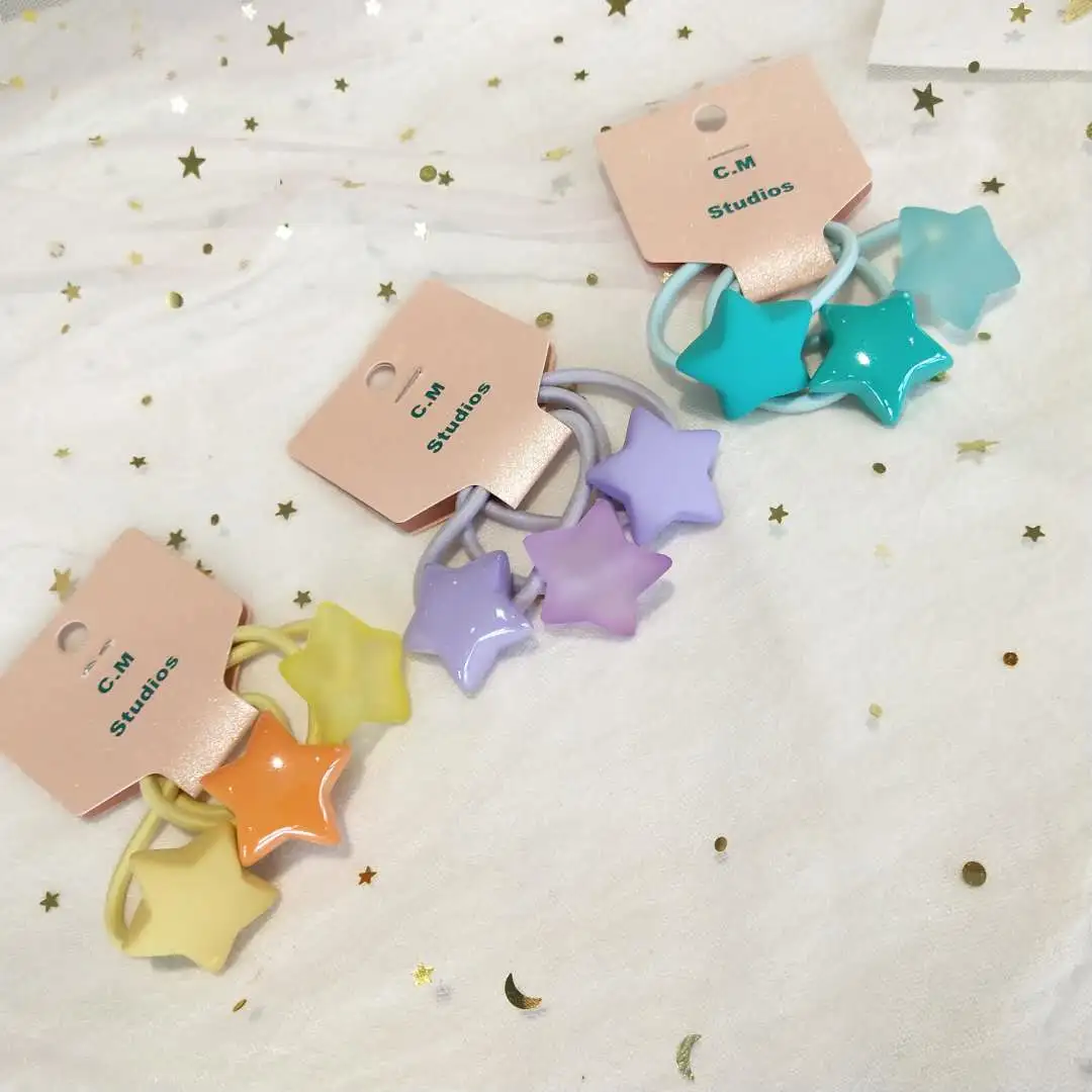 Korean chic style hair tie, rubber five-pointed star set, hair band, hair tie, simple and fresh hair tie detail image 1