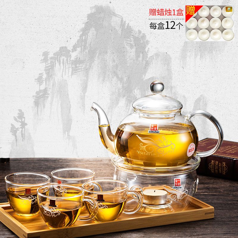 一屋窑花草茶具加热玻璃花茶壶水果茶壶套装耐热过滤煮红茶杯茶盘详情图1