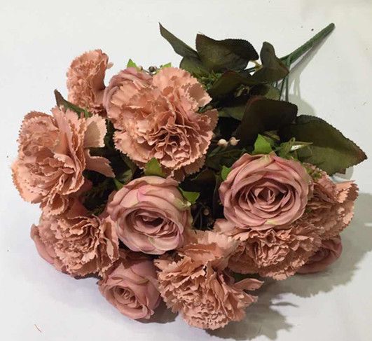 Xiange Flower Art Simulation Flower Wedding Wall Flower Collocation Manufacturers Direct Sales Plastic Green Plant 18 Carnations Combination