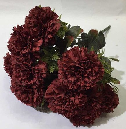 Xiange Flower Art Simulation Flower Wedding Wall Flower Collocation Manufacturers Direct Plastic Green Plant Decoration 18 Carnations Item Picture