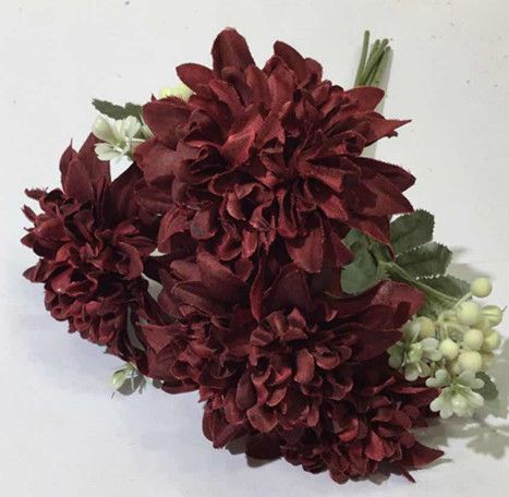 Xiange Flower Art Simulation Flower Wedding Wall Flower Collocation Manufacturers Direct Plastic Green Plant Decoration 7 Head Purple Gold Flower undefined