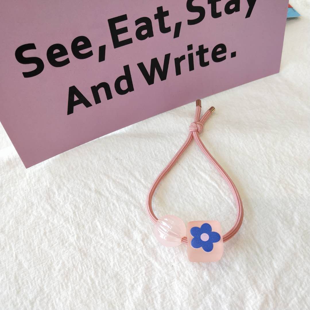 Korean chic style hair tie, rubber square flower hair band, hair tie, simple and fresh hair tie detail image 3
