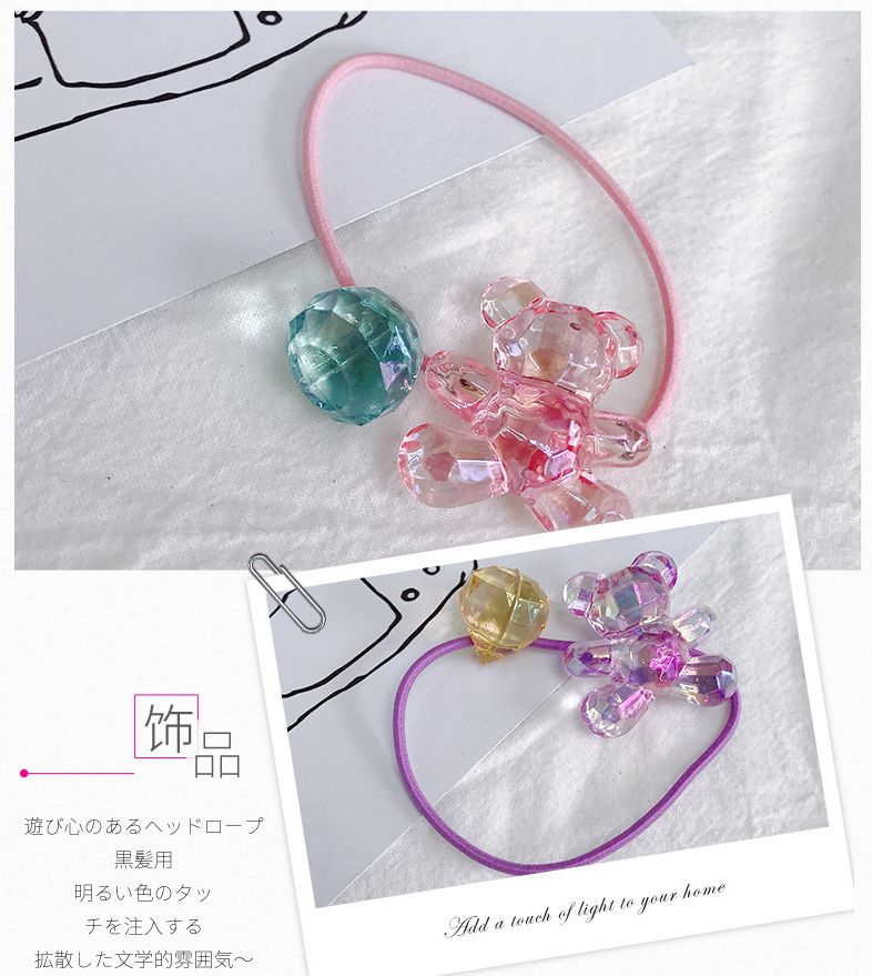 Korean-style girl's bear-shaped elastic hair tie is fashionable and cute for tying hair detail image 9
