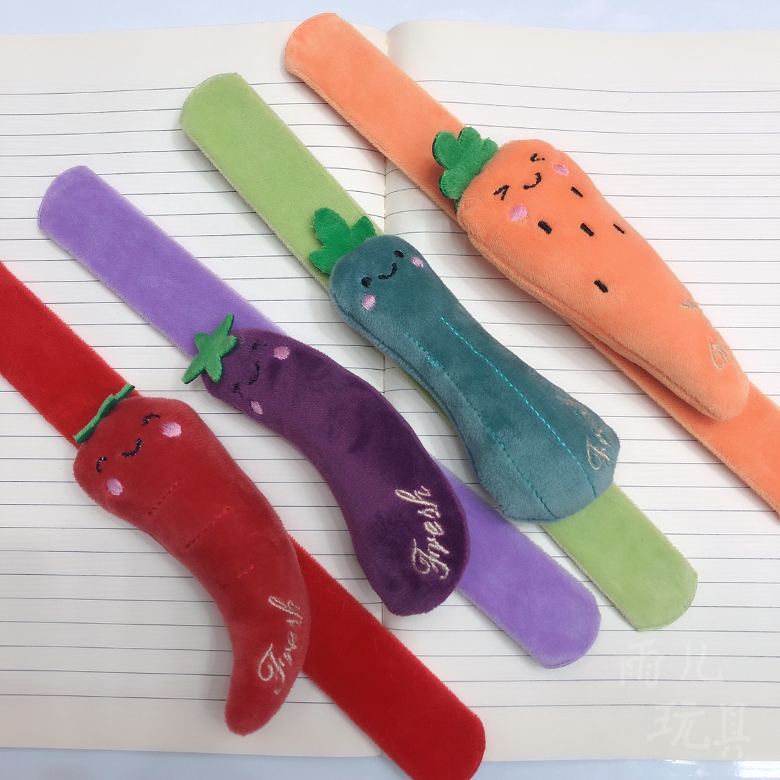 Fruit pat-ring pepper pat-ring cartoon embroidery fruits and vegetables Pat-ring bracelet Fruit and vegetables series pat-ring