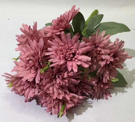 Xiange Flower Art Simulation Flower Wedding Wall Flower Collocation Manufacturers Direct Plastic Green Plant Decoration 18 Thin Chrysanthemum undefined