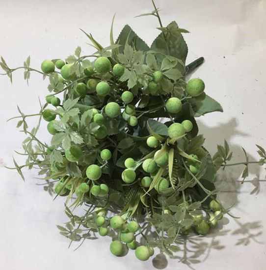 Xiange Flower Art Simulation Flower Wedding Wall Flower Collocation Manufacturers Direct Plastic Green Plant Decoration 9 Head Ginkgo Fruit undefined