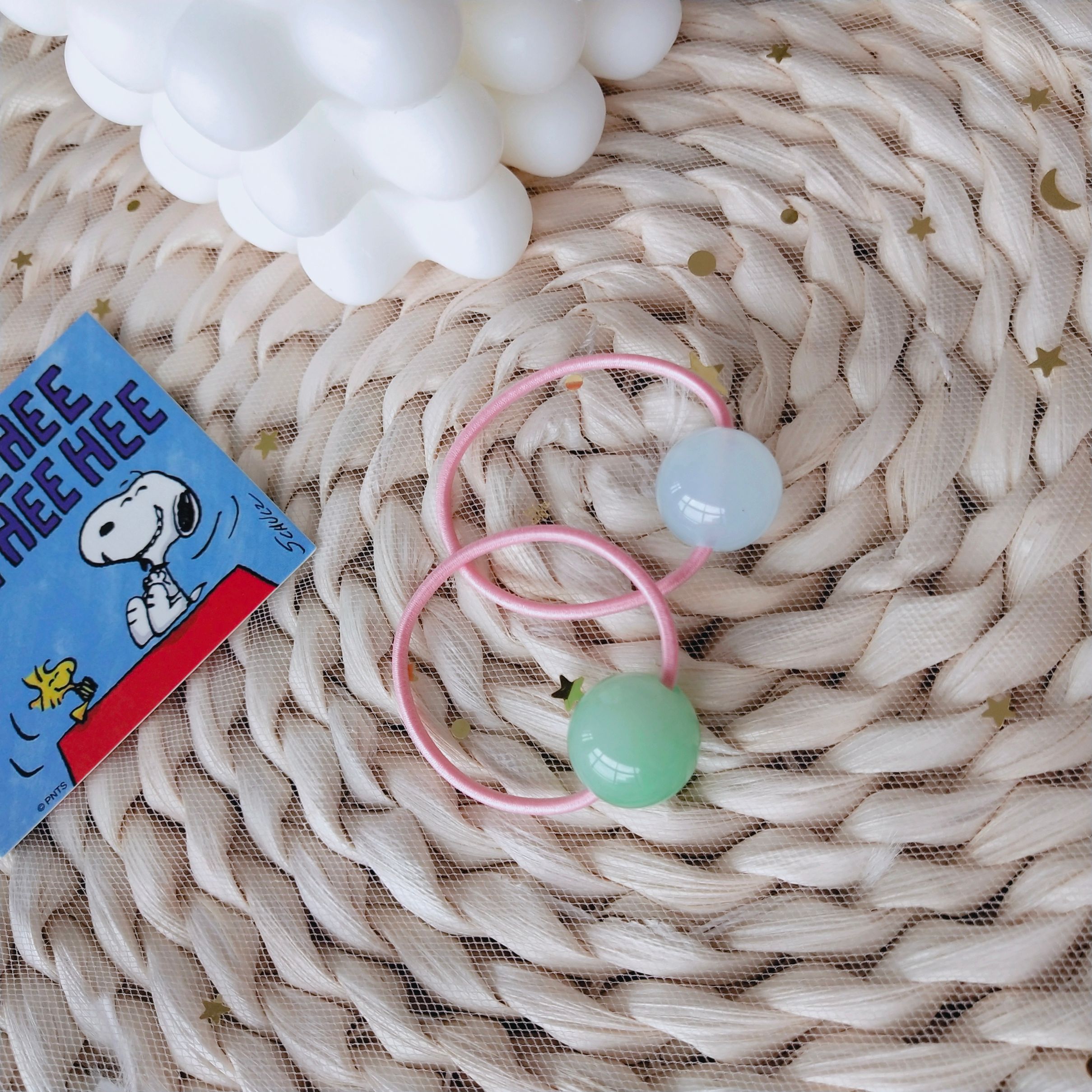 Original Korean frosted round ball rubber band jelly rubber children's hair band headband long rubber band detail image 3