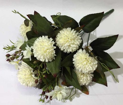 Xiange Flower Art Simulation Flower Wedding Wall Flower Arrangement Material Manufacturers Direct Plastic Green Plant Decoration 12 Head Chrysanthemum Specification drawing