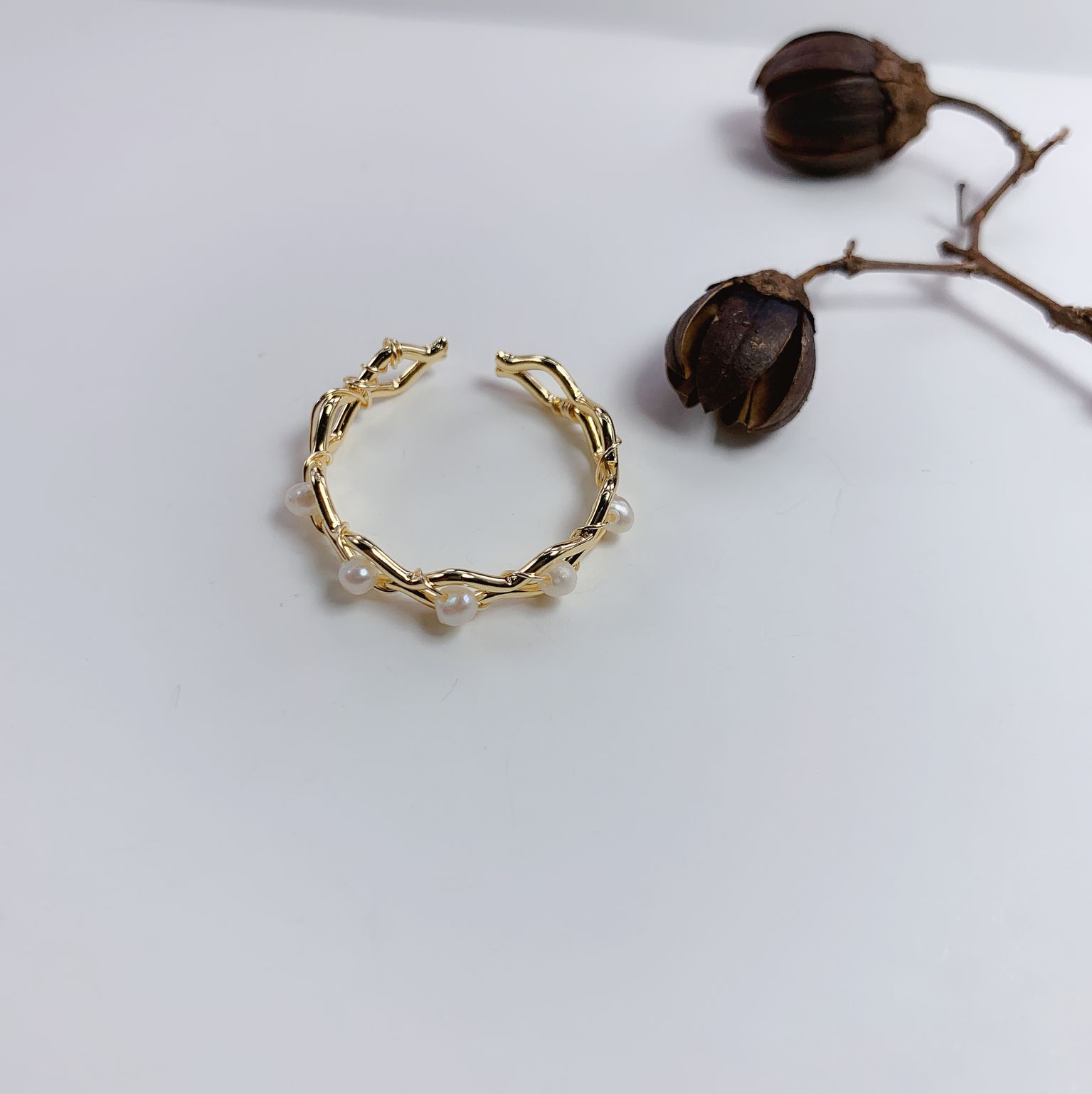 Yiwu Selection simple woven pearl ring /4511 full figure