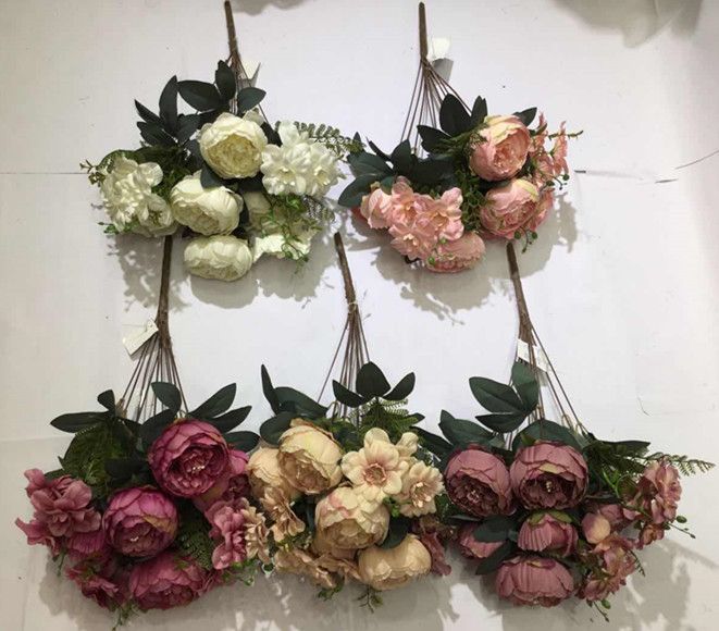 Xiange Flower Art Simulation Flower Wedding Flower Wall Decoration Factory Direct Plastic Green Plant Decoration A104-38 full figure