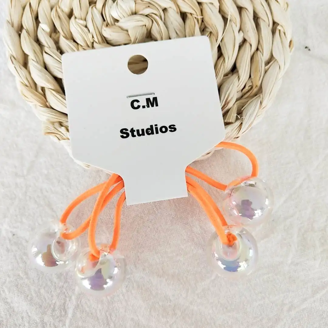 Korean chic style hair tie with double round bead hair bands, high elasticity and hair ties, simple and cute hair tie detail image 6
