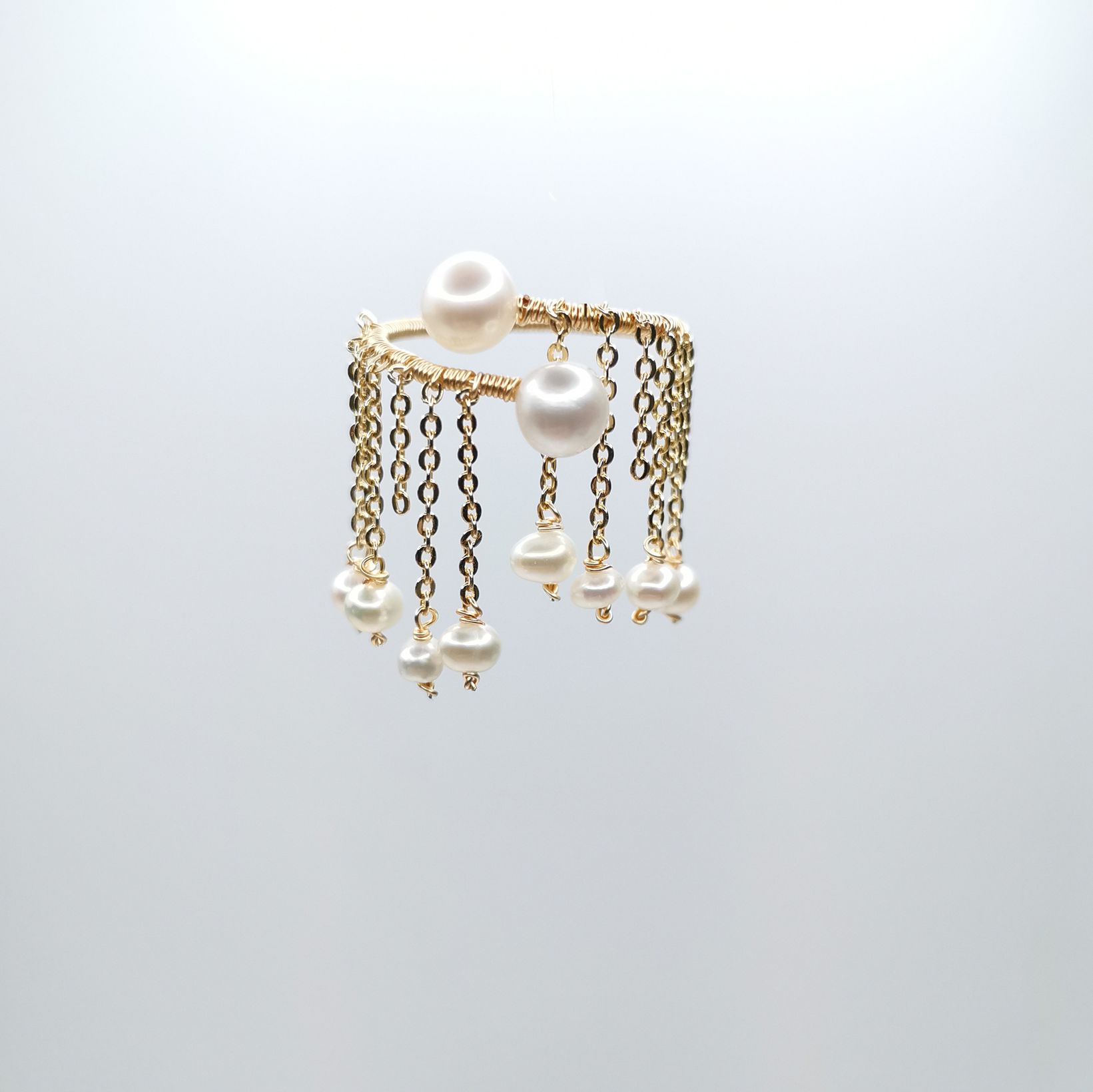 Yiwu Selection hand made winding tassel pearl ring /4511 full figure